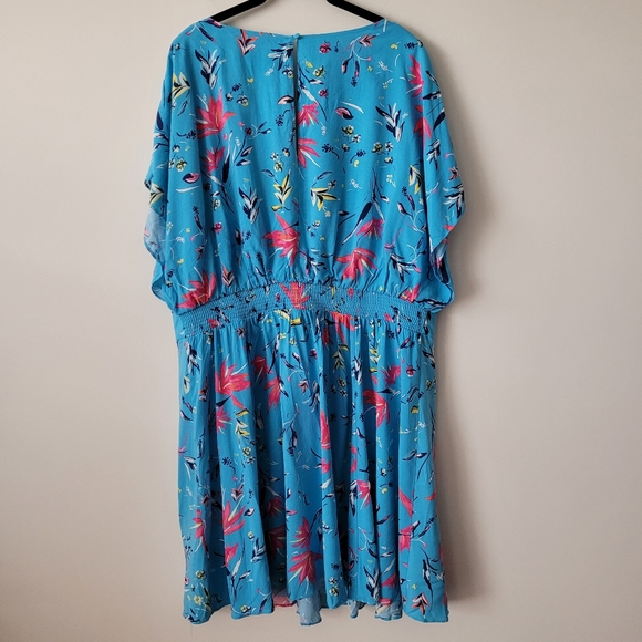 In Every Story Tropical Blue Floral Midi Dress size 2X - Picture 3 of 13